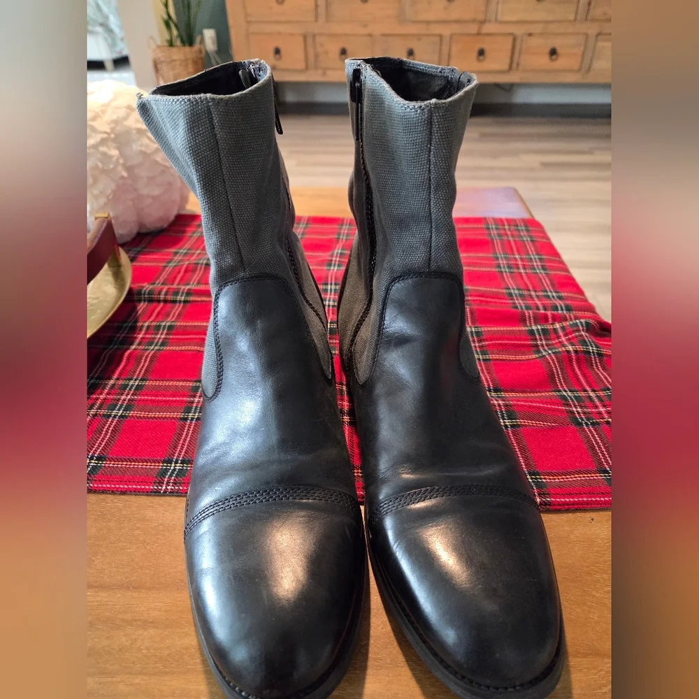 KENNETH COLE MEN'S PERFECT TIMING BLACK SUDE ZIPPER LEATHER BOOTS SIZE 9.5